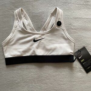 White with Black Nike Swoosh and Trim, Size S Kids Spot Bra, NEW!